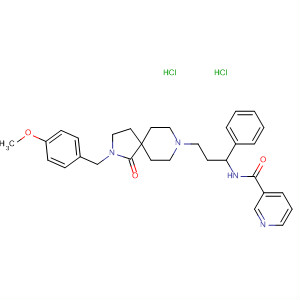 832701-27-6  3-Pyridinecarboxamide,N-[3-[2-[(4-methoxyphenyl)methyl]-1-oxo-2,8-diazaspiro[4.5]dec-8-yl]-1-phenylpropyl]-, dihydrochloride