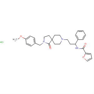 832701-54-9  2-Furancarboxamide,N-[3-[2-[(4-methoxyphenyl)methyl]-1-oxo-2,8-diazaspiro[4.5]dec-8-yl]-1-phenylpropyl]-, monohydrochloride