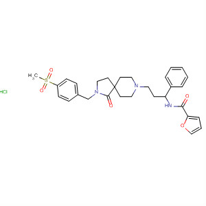 832701-90-3  2-Furancarboxamide,N-[3-[2-[[4-(methylsulfonyl)phenyl]methyl]-1-oxo-2,8-diazaspiro[4.5]dec-8-yl]-1-phenylpropyl]-, monohydrochloride