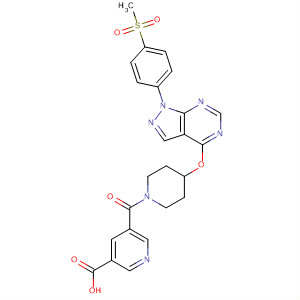 832714-81-5  3-Pyridinecarboxylic acid,5-[[4-[[1-[4-(methylsulfonyl)phenyl]-1H-pyrazolo[3,4-d]pyrimidin-4-yl]oxy]-1-piperidinyl]carbonyl]-