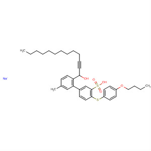 832725-29-8  [1,1'-Biphenyl]-3-sulfonic acid,4-[(4-butoxyphenyl)thio]-2'-(1-hydroxy-2-tridecynyl)-5'-methyl-,monosodium salt
