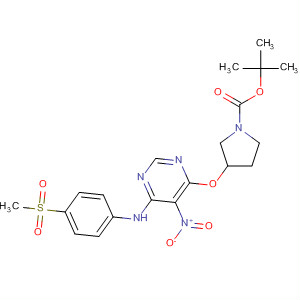 832751-70-9  1-Pyrrolidinecarboxylic acid,3-[[6-[[4-(methylsulfonyl)phenyl]amino]-5-nitro-4-pyrimidinyl]oxy]-,1,1-dimethylethyl ester
