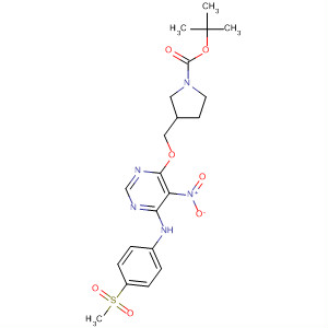 832751-72-1  1-Pyrrolidinecarboxylic acid,3-[[[6-[[4-(methylsulfonyl)phenyl]amino]-5-nitro-4-pyrimidinyl]oxy]methyl]-,1,1-dimethylethyl ester