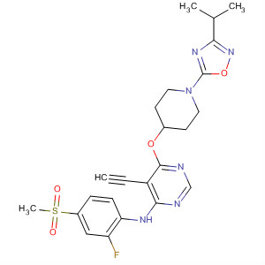 832755-17-6  4-Pyrimidinamine,5-ethynyl-N-[2-fluoro-4-(methylsulfonyl)phenyl]-6-[[1-[3-(1-methylethyl)-1,2,4-oxadiazol-5-yl]-4-piperidinyl]oxy]-