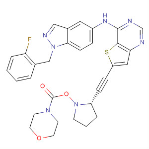 833476-64-5  4-Morpholinecarboxylic acid,(3R,5S)-5-[[4-[[1-[(2-fluorophenyl)methyl]-1H-indazol-5-yl]amino]thieno[3,2-d]pyrimidin-6-yl]ethynyl]-3-pyrrolidinyl ester