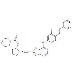 833476-82-7  4-Morpholinecarboxylic acid,(3R,5S)-5-[[4-[[3-chloro-4-[(phenylthio)methyl]phenyl]amino]thieno[3,2-d]pyrimidin-6-yl]ethynyl]-3-pyrrolidinyl ester