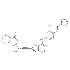 833476-91-8  4-Morpholinecarboxylic acid,(3R,5S)-5-[[4-[[3-chloro-4-(2-thiazolylmethoxy)phenyl]amino]thieno[3,2-d]pyrimidin-6-yl]ethynyl]-3-pyrrolidinyl ester