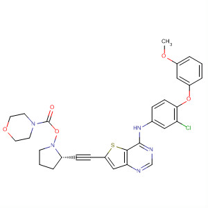 833476-99-6  4-Morpholinecarboxylic acid,(3R,5S)-5-[[4-[[3-chloro-4-(3-methoxyphenoxy)phenyl]amino]thieno[3,2-d]pyrimidin-6-yl]ethynyl]-3-pyrrolidinyl ester