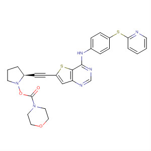 833477-35-3  4-Morpholinecarboxylic acid,(3R,5S)-5-[[4-[[4-(2-pyridinylthio)phenyl]amino]thieno[3,2-d]pyrimidin-6-yl]ethynyl]-3-pyrrolidinyl ester