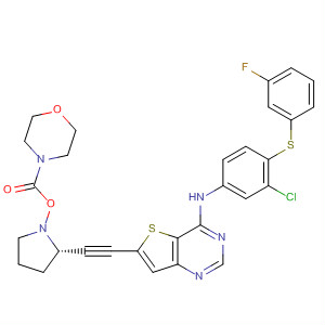 833477-37-5  4-Morpholinecarboxylic acid,(3R,5S)-5-[[4-[[3-chloro-4-[(3-fluorophenyl)thio]phenyl]amino]thieno[3,2-d]pyrimidin-6-yl]ethynyl]-3-pyrrolidinyl ester