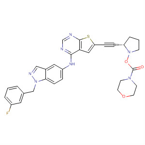 833477-48-8  4-Morpholinecarboxylic acid,(3R,5S)-5-[[4-[[1-[(3-fluorophenyl)methyl]-1H-indazol-5-yl]amino]thieno[2,3-d]pyrimidin-6-yl]ethynyl]-3-pyrrolidinyl ester