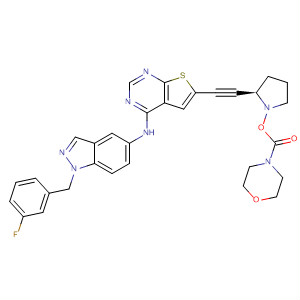 833477-95-5  4-Morpholinecarboxylic acid,(3R,5R)-5-[[4-[[1-[(3-fluorophenyl)methyl]-1H-indazol-5-yl]amino]thieno[2,3-d]pyrimidin-6-yl]ethynyl]-3-pyrrolidinyl ester
