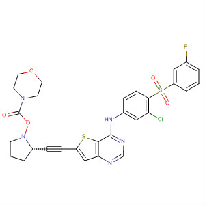 833478-27-6  4-Morpholinecarboxylic acid,(3S,5S)-5-[[4-[[3-chloro-4-[(3-fluorophenyl)sulfonyl]phenyl]amino]thieno[3,2-d]pyrimidin-6-yl]ethynyl]-3-pyrrolidinyl ester