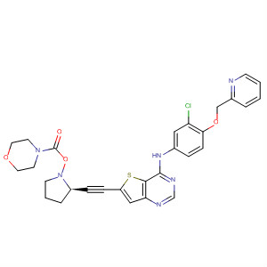 833478-54-9  4-Morpholinecarboxylic acid,(3S,5R)-5-[[4-[[3-chloro-4-(2-pyridinylmethoxy)phenyl]amino]thieno[3,2-d]pyrimidin-6-yl]ethynyl]-3-pyrrolidinyl ester