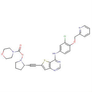 833478-60-7  4-Morpholinecarboxylic acid,(3S,5S)-5-[[4-[[3-chloro-4-(2-pyridinylmethoxy)phenyl]amino]thieno[3,2-d]pyrimidin-6-yl]ethynyl]-3-pyrrolidinyl ester