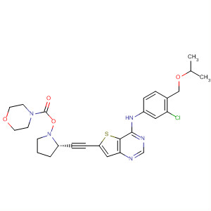 833479-07-5  4-Morpholinecarboxylic acid,(3R,5S)-5-[[4-[[3-chloro-4-[(1-methylethoxy)methyl]phenyl]amino]thieno[3,2-d]pyrimidin-6-yl]ethynyl]-3-pyrrolidinyl ester