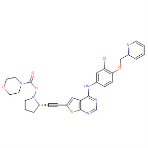 833479-28-0  4-Morpholinecarboxylic acid,(3S,5S)-5-[[4-[[3-chloro-4-(2-pyridinylmethoxy)phenyl]amino]thieno[2,3-d]pyrimidin-6-yl]ethynyl]-3-pyrrolidinyl ester