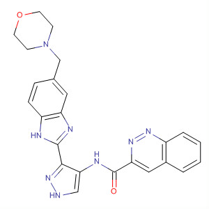 825618-59-5  2-Quinoxalinecarboxamide,N-[3-[5-(4-morpholinylmethyl)-1H-benzimidazol-2-yl]-1H-pyrazol-4-yl]-