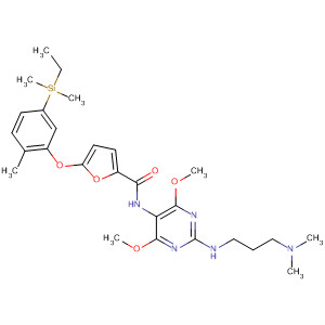 825652-40-2  2-Furancarboxamide,N-[2-[[3-(dimethylamino)propyl]amino]-4,6-dimethoxy-5-pyrimidinyl]-5-[5-(ethyldimethylsilyl)-2-methylphenoxy]-