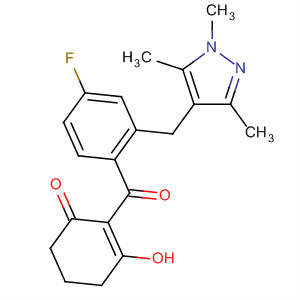 827323-38-6  2-Cyclohexen-1-one,2-[4-fluoro-2-[(1,3,5-trimethyl-1H-pyrazol-4-yl)methyl]benzoyl]-3-hydroxy-