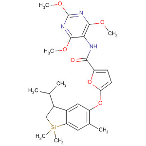 827339-09-3  2-Furancarboxamide,5-[[2,3-dihydro-1,1,6-trimethyl-3-(1-methylethyl)-1H-1-silainden-5-yl]oxy]-N-(2,4,6-trimethoxy-5-pyrimidinyl)-