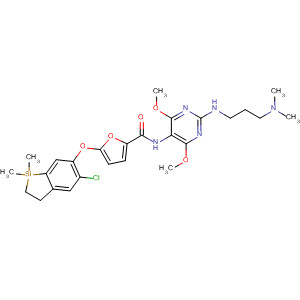 827339-19-5  2-Furancarboxamide,5-[(5-chloro-2,3-dihydro-1,1-dimethyl-1H-1-silainden-6-yl)oxy]-N-[2-[[3-(dimethylamino)propyl]amino]-4,6-dimethoxy-5-pyrimidinyl]-