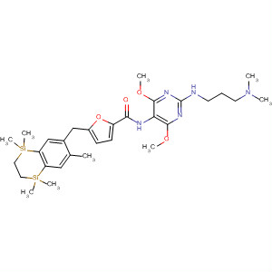827339-37-7  2-Furancarboxamide,N-[2-[[3-(dimethylamino)propyl]amino]-4,6-dimethoxy-5-pyrimidinyl]-5-[(1,2,3,4-tetrahydro-1,1,4,4,7-pentamethyl-1,4-disilanaphthalen-6-yl)methyl]-