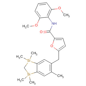 827339-39-9  2-Furancarboxamide,5-[(2,3-dihydro-1,1,3,3,6-pentamethyl-1H-1,3-disilainden-5-yl)methyl]-N-(2,6-dimethoxyphenyl)-
