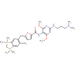 827339-43-5  2-Furancarboxamide,5-[(2,3-dihydro-1,1,3,3,6-pentamethyl-1H-1,3-disilainden-5-yl)methyl]-N-[2-[[3-(dimethylamino)propyl]amino]-4,6-dimethoxy-5-pyrimidinyl]-