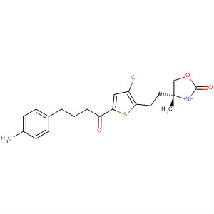 827344-72-9  2-Oxazolidinone,4-[2-[3-chloro-5-[4-(4-methylphenyl)-1-oxobutyl]-2-thienyl]ethyl]-4-methyl-, (4R)-