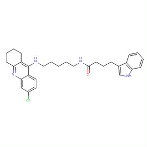 827601-78-5  1H-Indole-3-butanamide,N-[5-[(6-chloro-1,2,3,4-tetrahydro-9-acridinyl)amino]pentyl]-