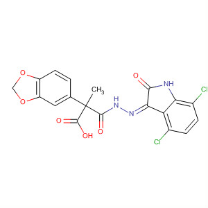 828250-83-5  1,3-Benzodioxole-5-acetic acid, a-methyl-,(2Z)-(4,7-dichloro-1,2-dihydro-2-oxo-3H-indol-3-ylidene)hydrazide