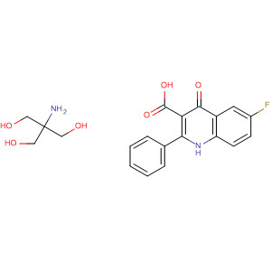 828264-50-2  3-Quinolinecarboxylic acid, 6-fluoro-1,4-dihydro-4-oxo-2-phenyl-,compd. with 2-amino-2-(hydroxymethyl)-1,3-propanediol (1:1)