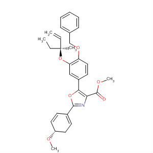 821006-55-7  4-Oxazolecarboxylic acid,5-[3-[[(1S)-1-ethyl-1-methyl-2-propenyl]oxy]-4-(phenylmethoxy)phenyl]-4,5-dihydro-2-(4-methoxyphenyl)-, methyl ester, (4S,5R)-