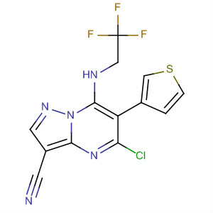 821023-01-2  Pyrazolo[1,5-a]pyrimidine-3-carbonitrile,5-chloro-6-(3-thienyl)-7-[(2,2,2-trifluoroethyl)amino]-