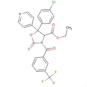 821775-03-5  4-Oxazolidinecarboxylic acid,5-(4-chlorophenyl)-5-(4-pyridinyl)-2-thioxo-3-[3-(trifluoromethyl)benzoyl]-,ethyl ester