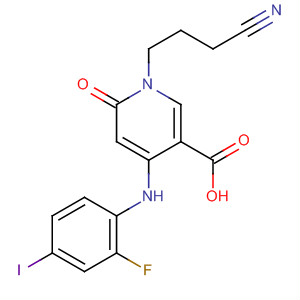 821791-08-6  3-Pyridinecarboxylic acid,1-(3-cyanopropyl)-4-[(2-fluoro-4-iodophenyl)amino]-1,6-dihydro-6-oxo-