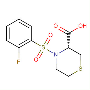 821800-11-7  3-Thiomorpholinecarboxylic acid, 4-[(2-fluorophenyl)sulfonyl]-, (3R)-