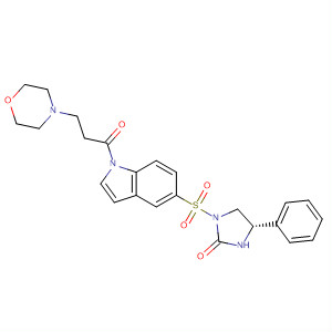 823786-94-3  1H-Indole,2,3-dihydro-1-[3-(4-morpholinyl)-1-oxopropyl]-5-[[(4S)-2-oxo-4-phenyl-1-imidazolidinyl]sulfonyl]-