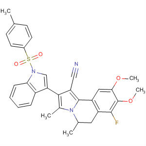 823820-42-4  1H-Indole,3-(1-cyano-7-fluoro-5,6-dihydro-8,9-dimethoxy-3,5-dimethylpyrrolo[2,1-a]isoquinolin-2-yl)-1-[(4-methylphenyl)sulfonyl]-