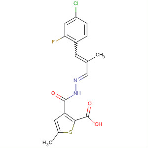 800403-13-8  2-Thiophenecarboxylic acid, 5-methyl-,(2E)-[3-(4-chloro-2-fluorophenyl)-2-methyl-2-propenylidene]hydrazide