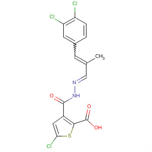 800403-20-7  2-Thiophenecarboxylic acid, 5-chloro-,(2E)-[3-(3,4-dichlorophenyl)-2-methyl-2-propenylidene]hydrazide