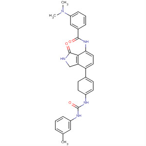 808127-62-0  Benzamide,N-[2,3-dihydro-7-[4-[[[(3-methylphenyl)amino]carbonyl]amino]phenyl]-3-oxo-1H-isoindol-4-yl]-3-(dimethylamino)-