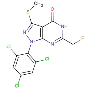 812668-39-6  4H-Pyrazolo[3,4-d]pyrimidin-4-one,6-(fluoromethyl)-1,5-dihydro-3-(methylthio)-1-(2,4,6-trichlorophenyl)-