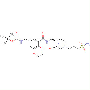 819801-05-3  Carbamic acid,[8-[[[[(3R,4R)-1-[3-(aminosulfonyl)propyl]-3-hydroxy-4-piperidinyl]methyl]amino]carbonyl]-2,3-dihydro-1,4-benzodioxin-6-yl]methyl-,1,1-dimethylethyl ester, rel-