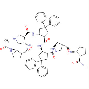 819803-22-0  3-Pyrrolidinecarboxamide,4-[[[(1R,2R)-2-(acetylamino)cyclopentyl]carbonyl]amino]-N-[(1R,2R)-2-[[[(1R,2R)-2-[[[(3S,4R)-4-[[[(1R,2R)-2-(aminocarbonyl)cyclopentyl]amino]carbonyl]-3-pyrrolidinyl]amino]carbonyl]-4,4-diphenylcyclopentyl]amino]carbonyl]-4,4-diph