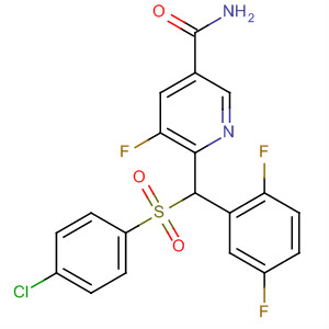 820222-49-9  3-Pyridinecarboxamide,6-[[(4-chlorophenyl)sulfonyl](2,5-difluorophenyl)methyl]-5-fluoro-