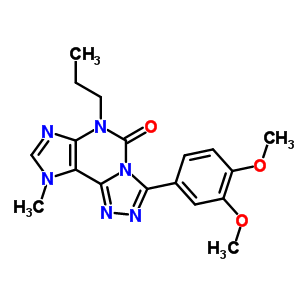 135445-92-0  3-(3,4-dimethoxyphenyl)-9-methyl-6-propyl-6,9-dihydro-5H-[1,2,4]triazolo[3,4-i]purin-5-one