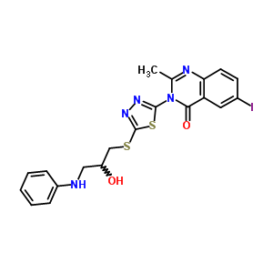 135575-64-3  3-(5-{[2-hydroxy-3-(phenylamino)propyl]sulfanyl}-1,3,4-thiadiazol-2-yl)-6-iodo-2-methylquinazolin-4(3H)-one
