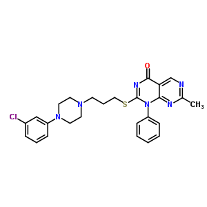 142287-38-5  2-({3-[4-(3-chlorophenyl)piperazin-1-yl]propyl}sulfanyl)-7-methyl-1-phenylpyrimido[4,5-d]pyrimidin-4(1H)-one